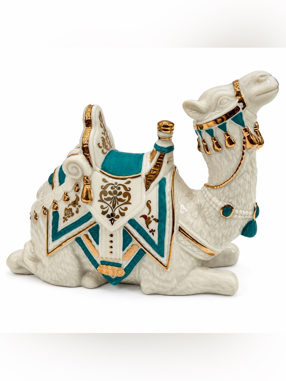 Lenox First Blessing Nativity Camel Figurine Porcelain Ivory Teal Gold Christmas